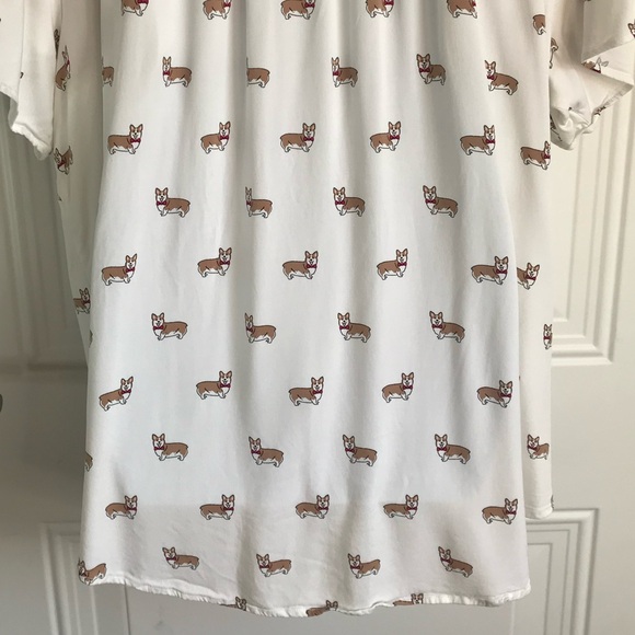 Torrid Women’s Corgie Print Stretch White Button Up SS Shirt plus size 4X in EUC - Picture 13 of 16